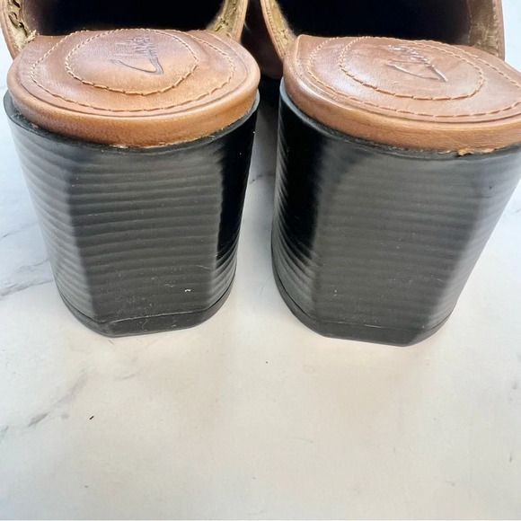 Clarks Chunky Platform Leather Slip On Casual Mule Brown Block Heel Women Size 8 - Picture 4 of 14